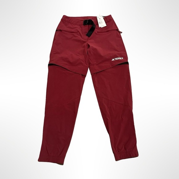 Adidas Terrex Utilitas Hiking Zip-Off Pants Women's Medium Shadow Red HZ9047 - Picture 1 of 11